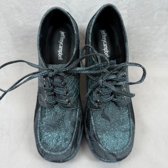 Jeffrey Campbell Shaggin Platform Heels Floral Lace Up Block Heel Shoes 8.5M - Picture 2 of 13